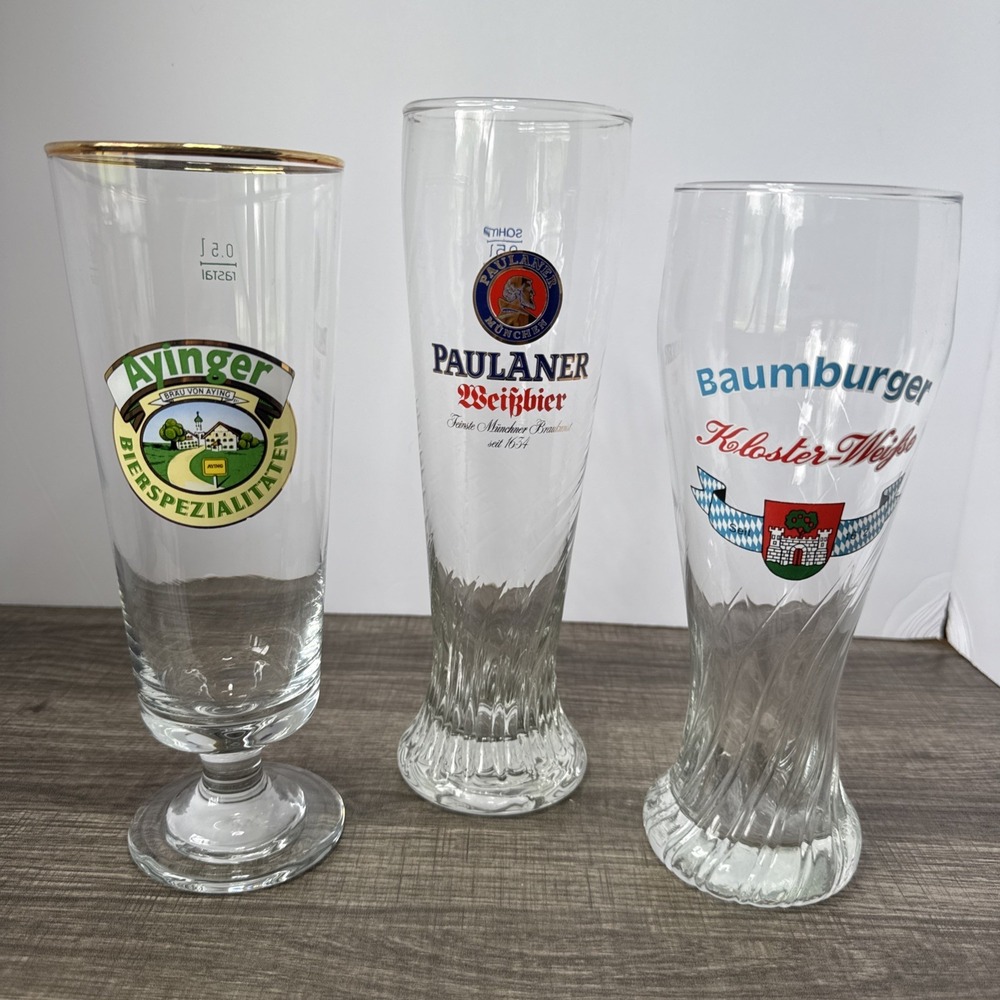 Paulaner Munchen 0.5 Liter Made in Germany Single Pilsner Beer Glasses, .3 L